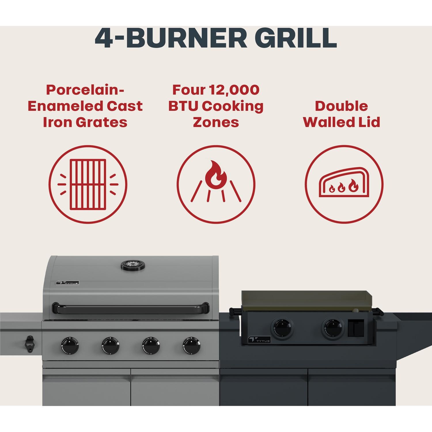 TYTUS TDT-BUN-013 Modular Duo w/ 4-Burner Gas Grill & 2-Burner Gas Griddle - 4 Burner Grill Features 2 - Detail thumbnail