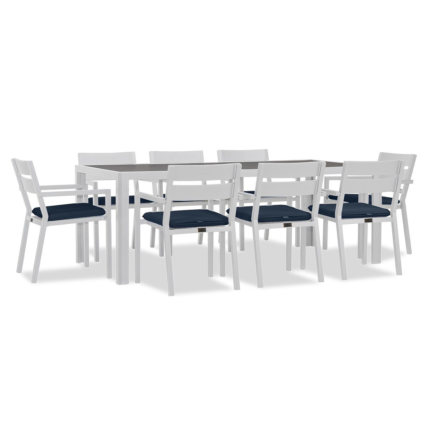 Calm Bay 9 Pc Rectangular Dining Set in White/Spectrum Indigo by Lakeview - White Background thumbnail