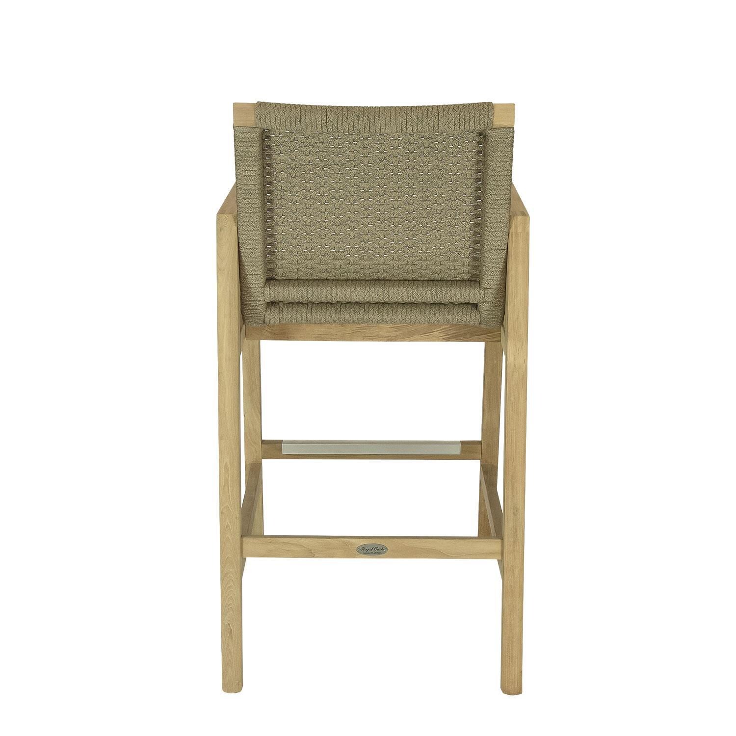 Admiral Rope Bar Chair in Brown Sand by Royal Teak Collection - Rear View - White Background thumbnail