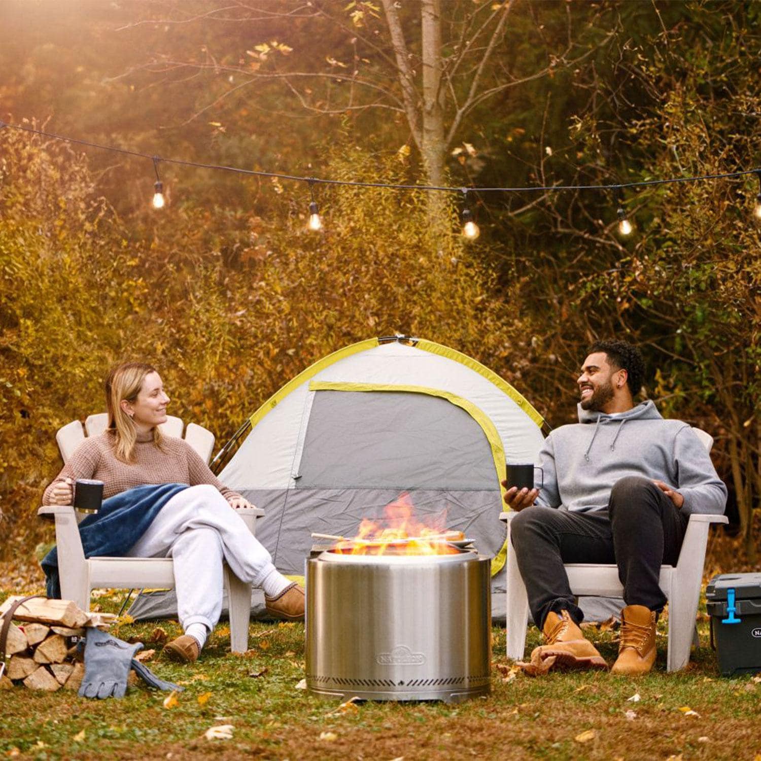 Yukon 27 Inch Round Stainless Steel Wood-Burning Fire Pit in Red