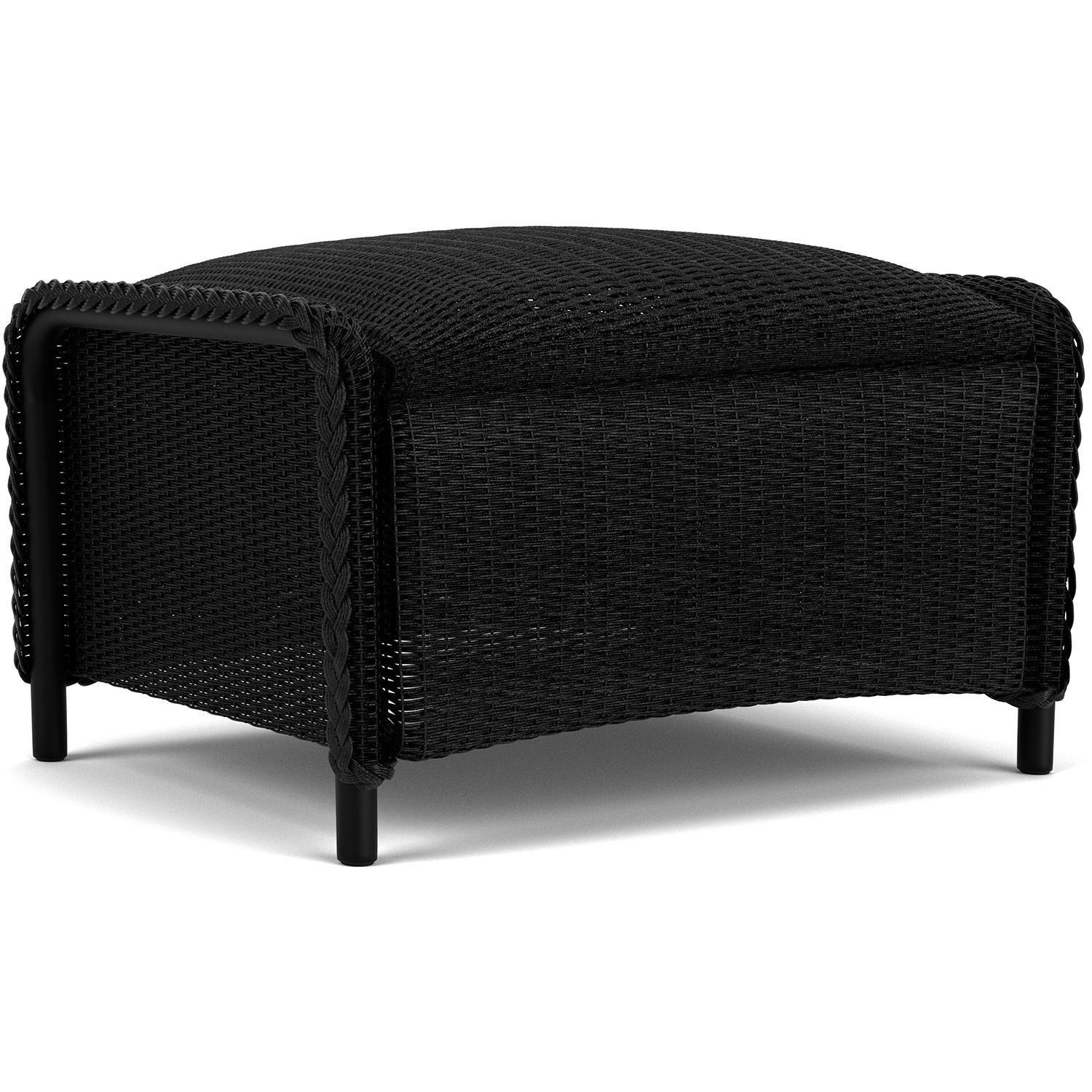 Lloyd Flanders Reflections 4-Piece Seating Set W/ Ottoman & End Table in Ebony Finish - Ottoman Angled thumbnail