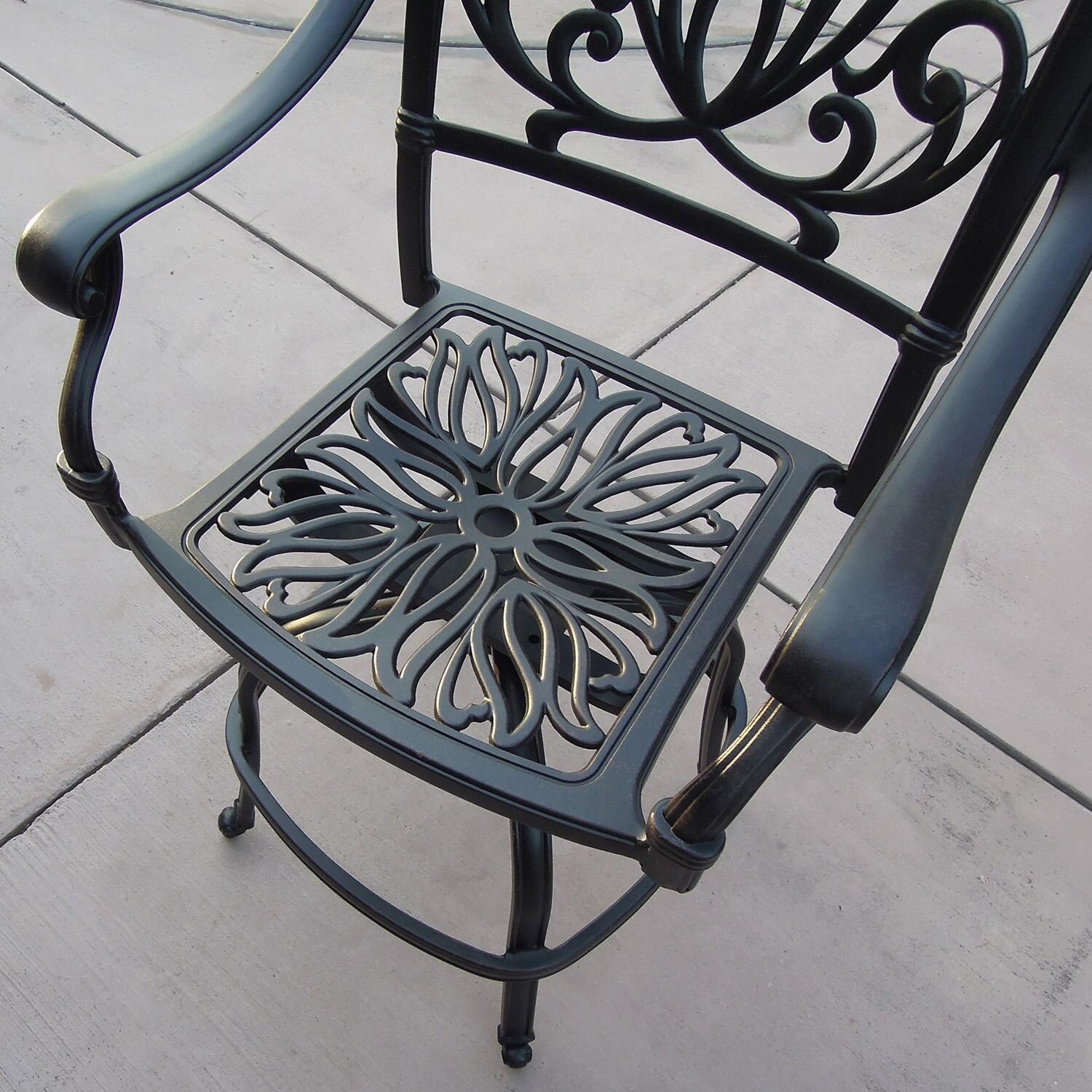 Darlee Elisabeth Cast Aluminum Swivel Bar Stool in Antique Bronze/Beige Canvas - Seat - Lifestyle thumbnail