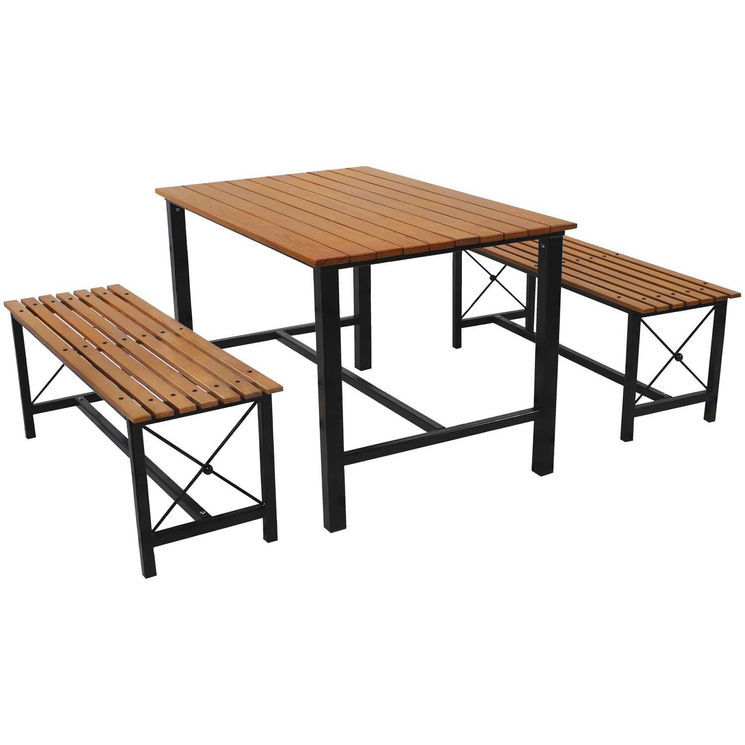 3 Pc Wood Dining Set in European Chestnut By Ultimate Patio - White Background