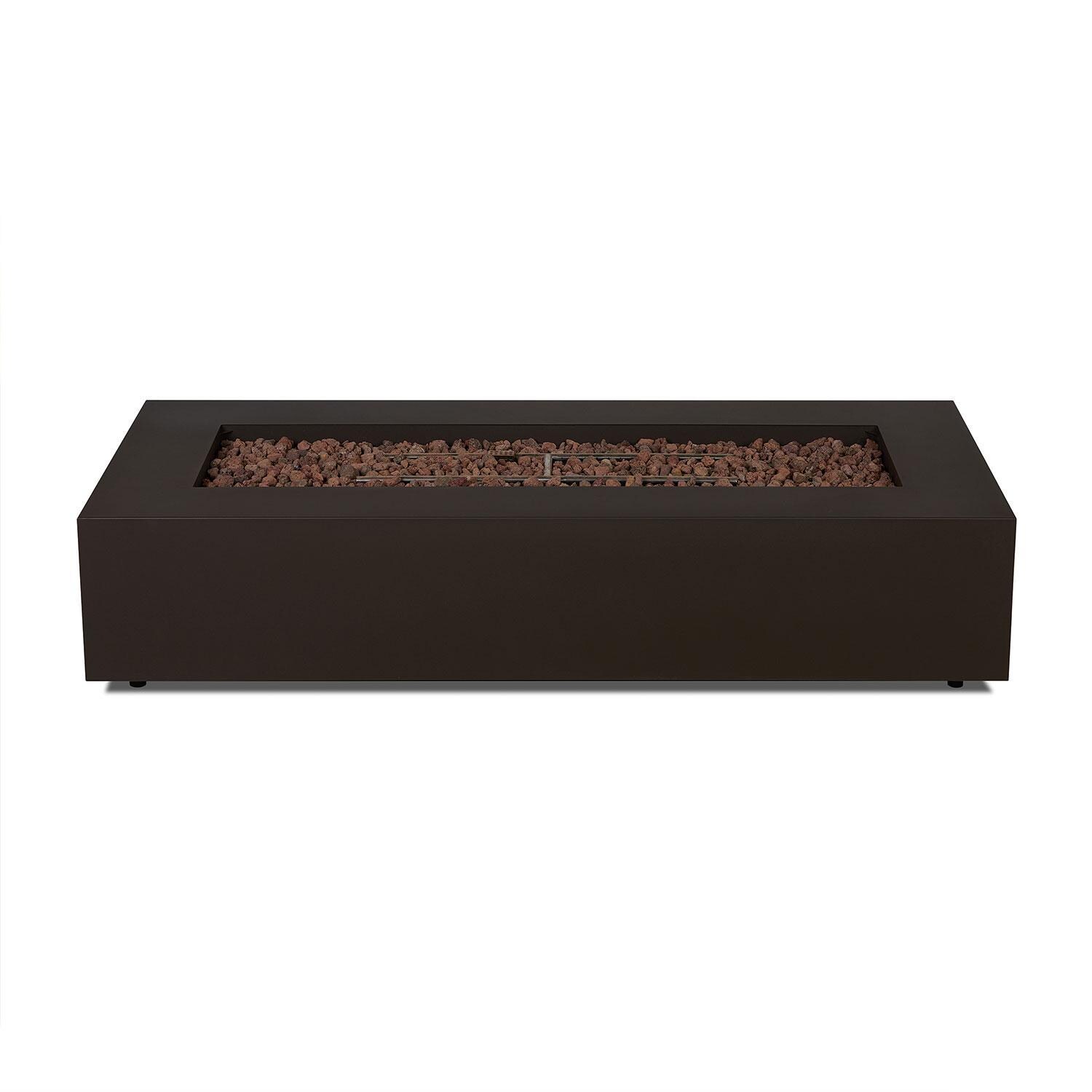 Elysian 70-in Rectangular Steel Propane Fire Pit Table in Dark Bronze by Lakeview Outdoor Designs - Top View - White Background thumbnail