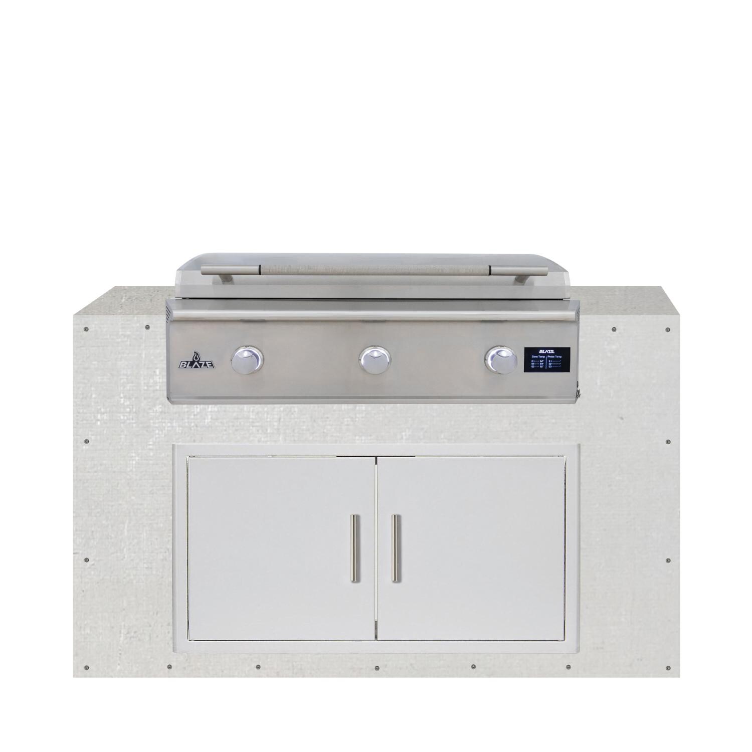   BBQGuys Signature 60-in Ready for Finish Outdoor Kitchen Module w/ Blaze LTE PRO 40-in Propane Griddle & Double Doors - Module - White Background thumbnail