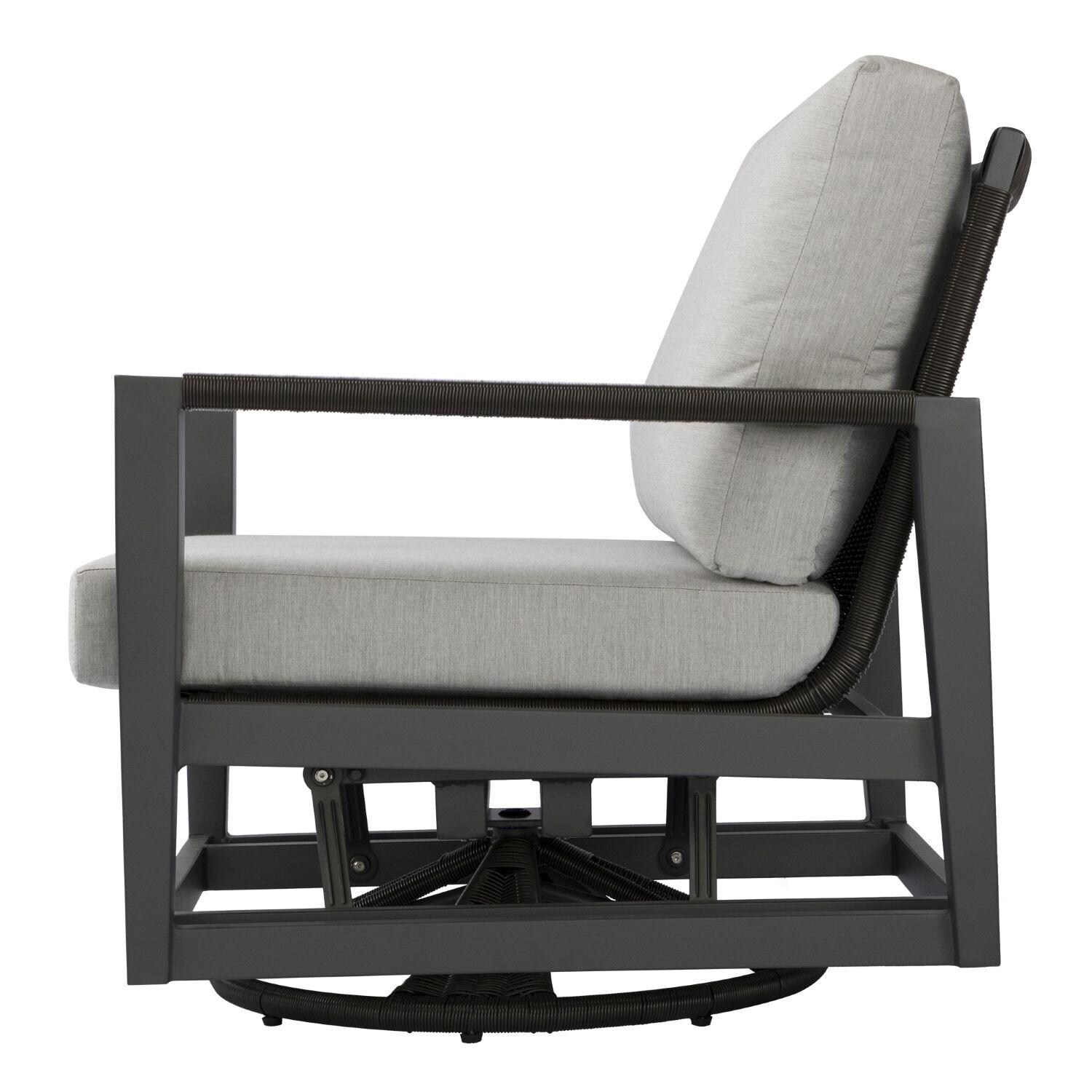 Elementi OS-2506W Laguna Outdoor Aluminum Swivel Club Chair w/ Sunbrella Cushions - Side View - White Background thumbnail