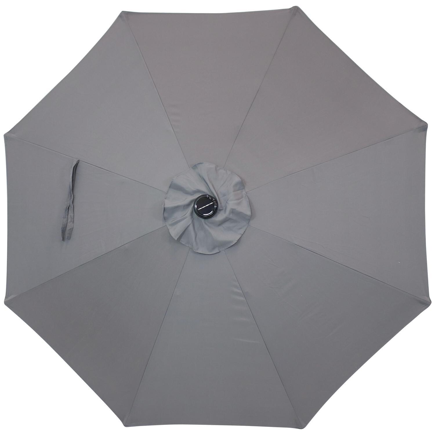 Ultimate Patio 9 Ft. Solar Lighted Octagonal Patio Umbrella W/Crank - Gray Canopy thumbnail