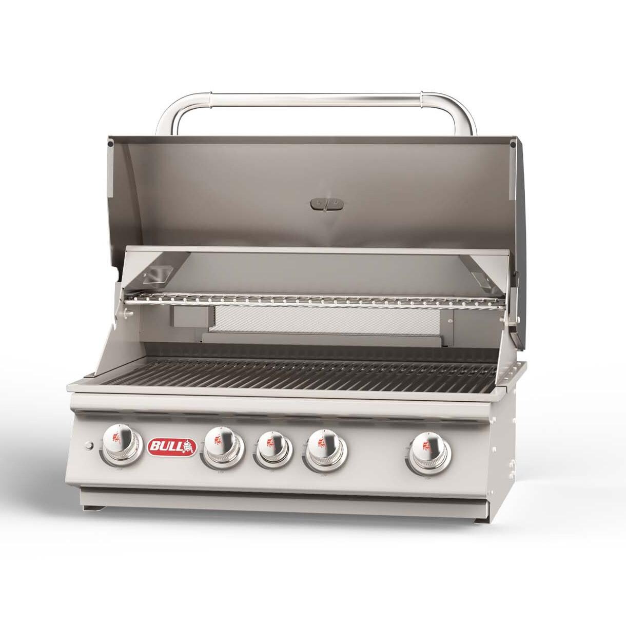 Bull 47629 Angus 30-in 4-Burner Built-In Gas Grill - Hood Open - White Background thumbnail