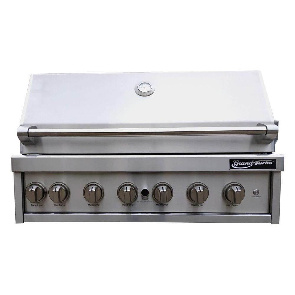 Grand Turbo 40-Inch 6-Burner Built-In Natural Gas Grill With Two Infrared Sear Burners & Rotisserie - B4019BNG