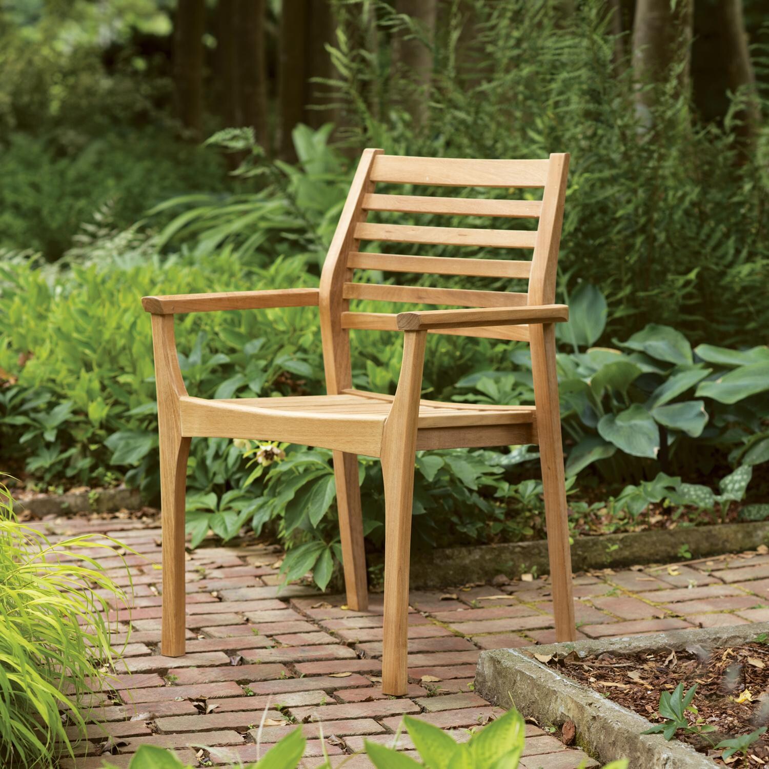 Oxford Garden Mera 2 Pc Natural Teak Stacking Dining Chair - Garden thumbnail