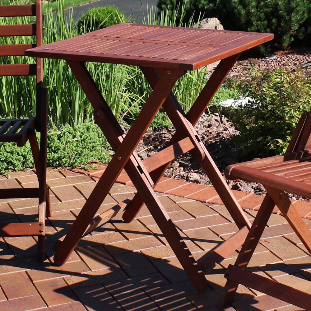 Sunnydaze Decor Meranti Wood Folding 23 3/4-Inch Square Bistro Table - Teak Oil Finish - STR-459 image