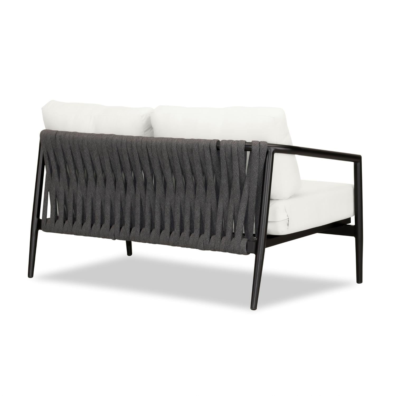 Lakeview Midnight Cove 2 Person Aluminum Loveseat in Black/Carbon/Canvas Natural - Back Right - White Background thumbnail