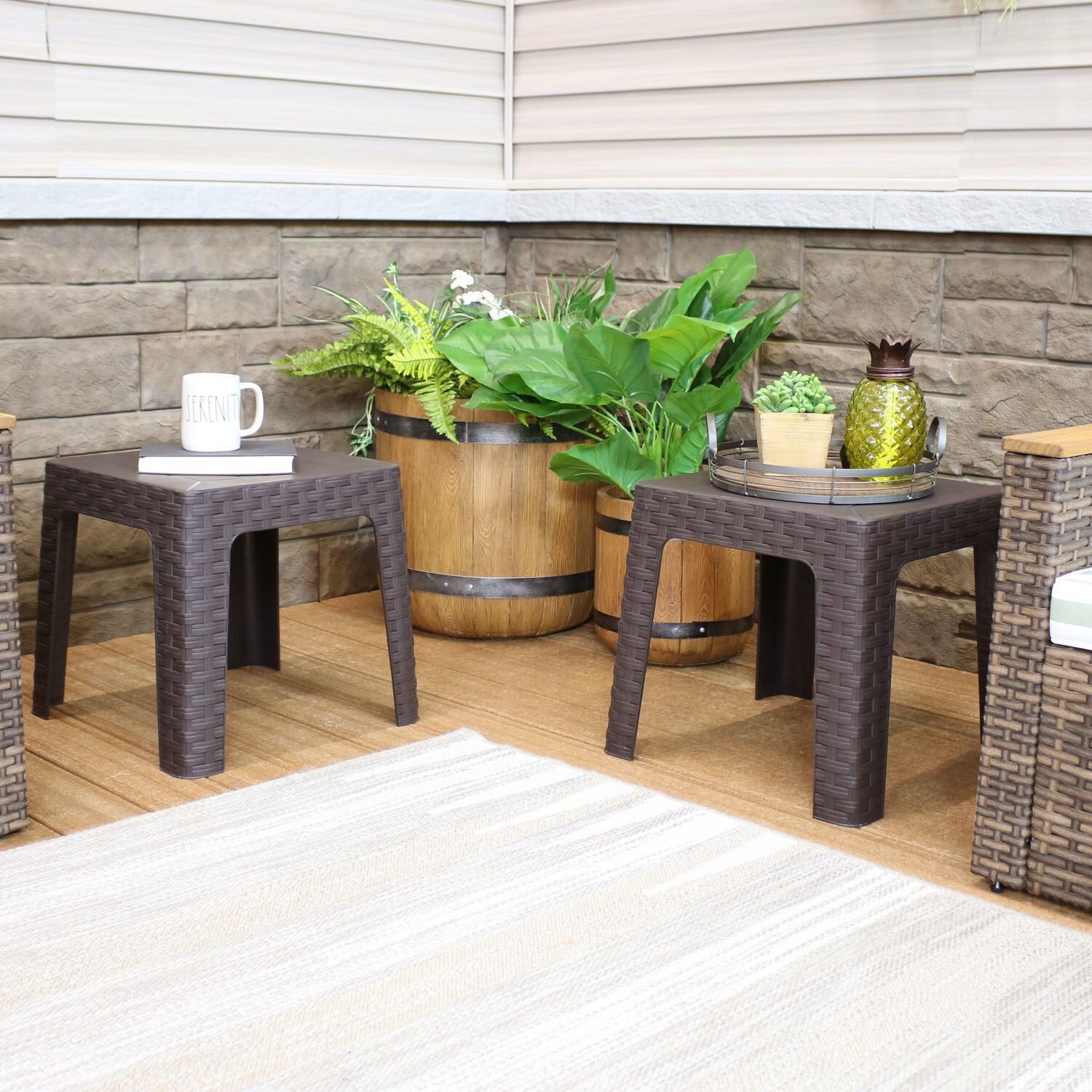 Ultimate Patio 4 Piece 18-Inch Square Nesting Patio Side Table Set - Lifestyle In Use thumbnail