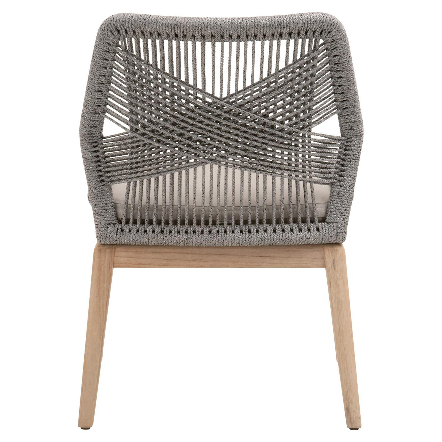 Lakeview Peninsula Way 2 Pc Woven Rope Dining Side Chair in Platinum  - Back View thumbnail
