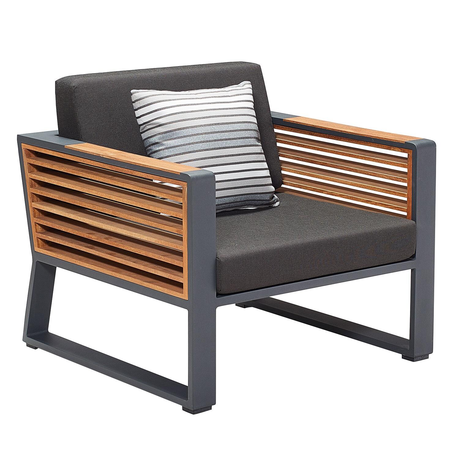 New York Aluminum Club Chair in /Canvas Sooty by HIGOLD