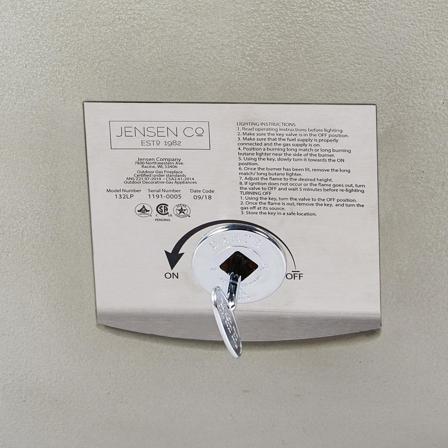 Dustyview 42 Inch Round Glass Fiber Reinforced Concrete Propane Fire Bowl in Fog by BBQGuys Signature - Control Panel - Detail thumbnail