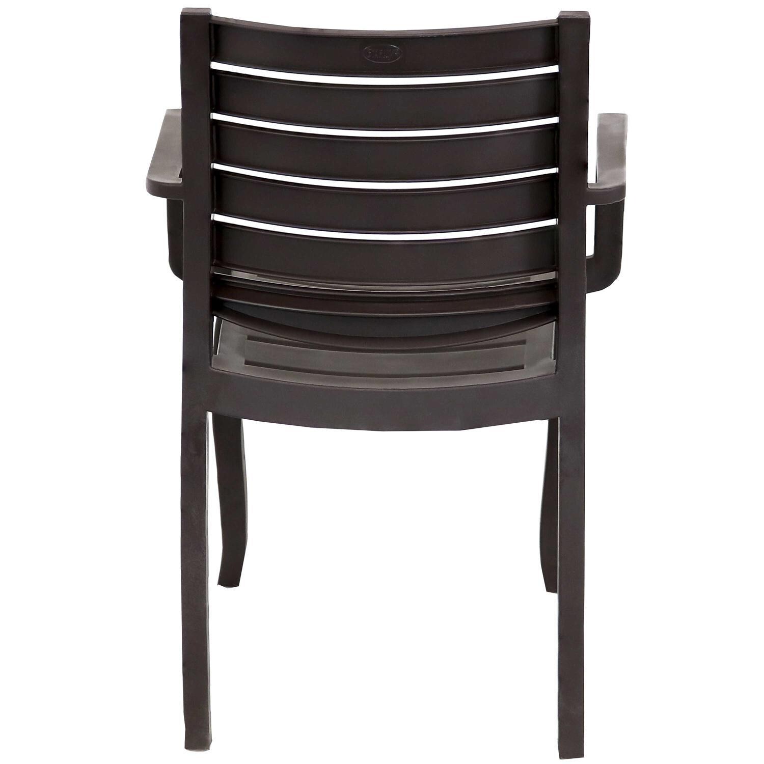 Ultimate Patio Plastic Outdoor Arm Chair - Brown - Back View thumbnail