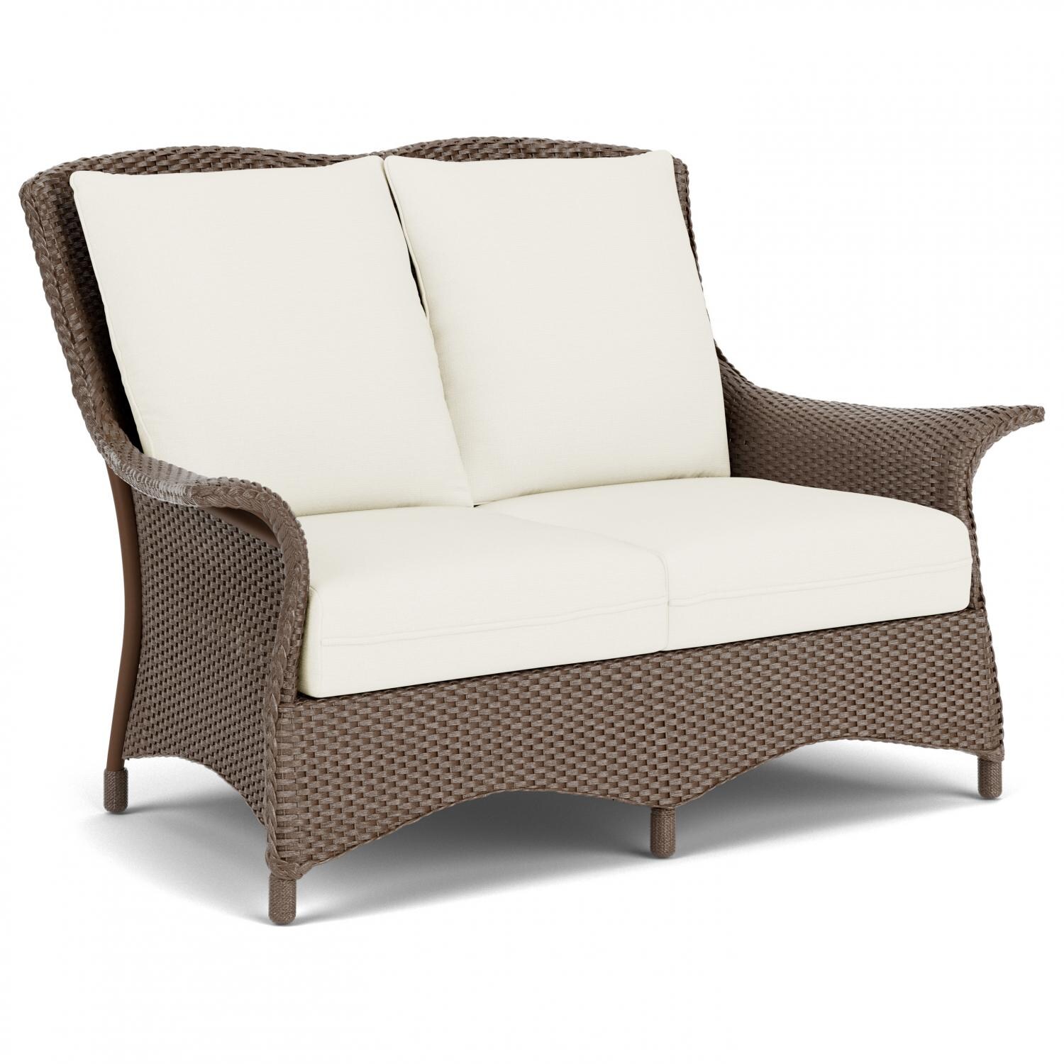 Lloyd Flanders Mandalay Loveseat In Bark Finish With Sailcloth Salt Fabric - Angled thumbnail