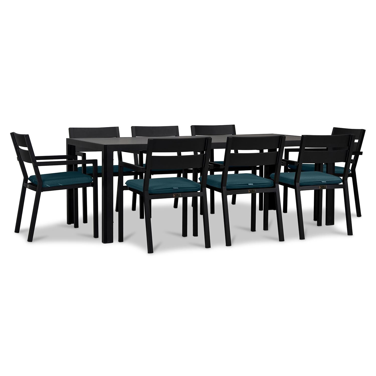 Calm Bay 9 Pc Rectangular Dining Set in Black/Cast Lagoon by Lakeview - White Background 2 thumbnail