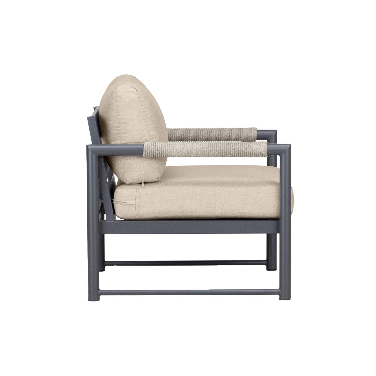 Lakeview AVEBAY-SL-PG-CC-CF Avenue Bay Slate/Pebble Gray Club Chair - Canvas Flax - Side View - White Background thumbnail