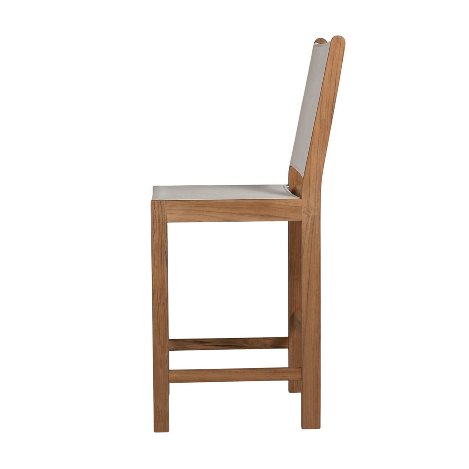 Royal Teak Collection BARGS Legacy Teak Sling Bar Stool in Granite - Side - White Background thumbnail