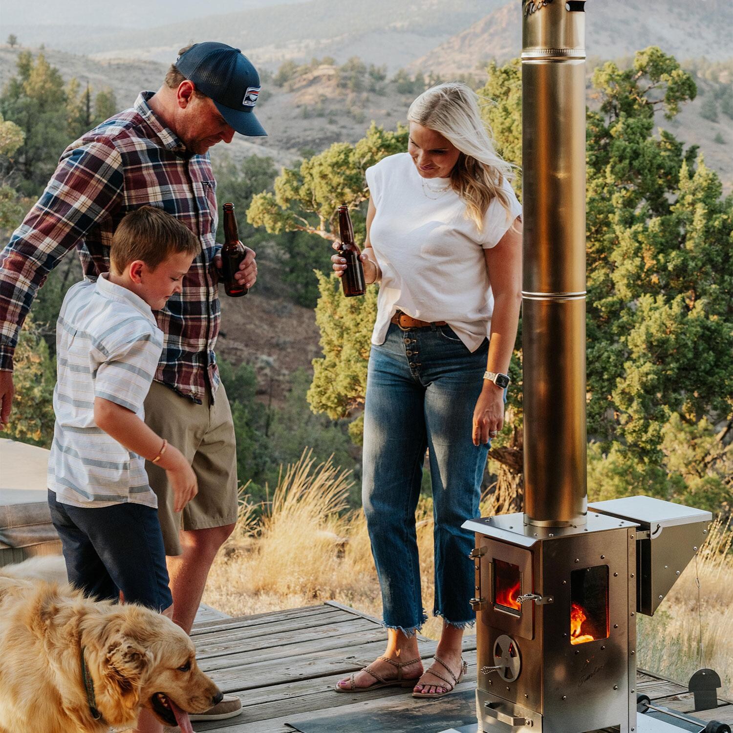Timber Stoves WPPHLTSS1.0 Lil Timber 72000 BTU Pellet Patio Heater Portable - Family Time - Lifestyle thumbnail