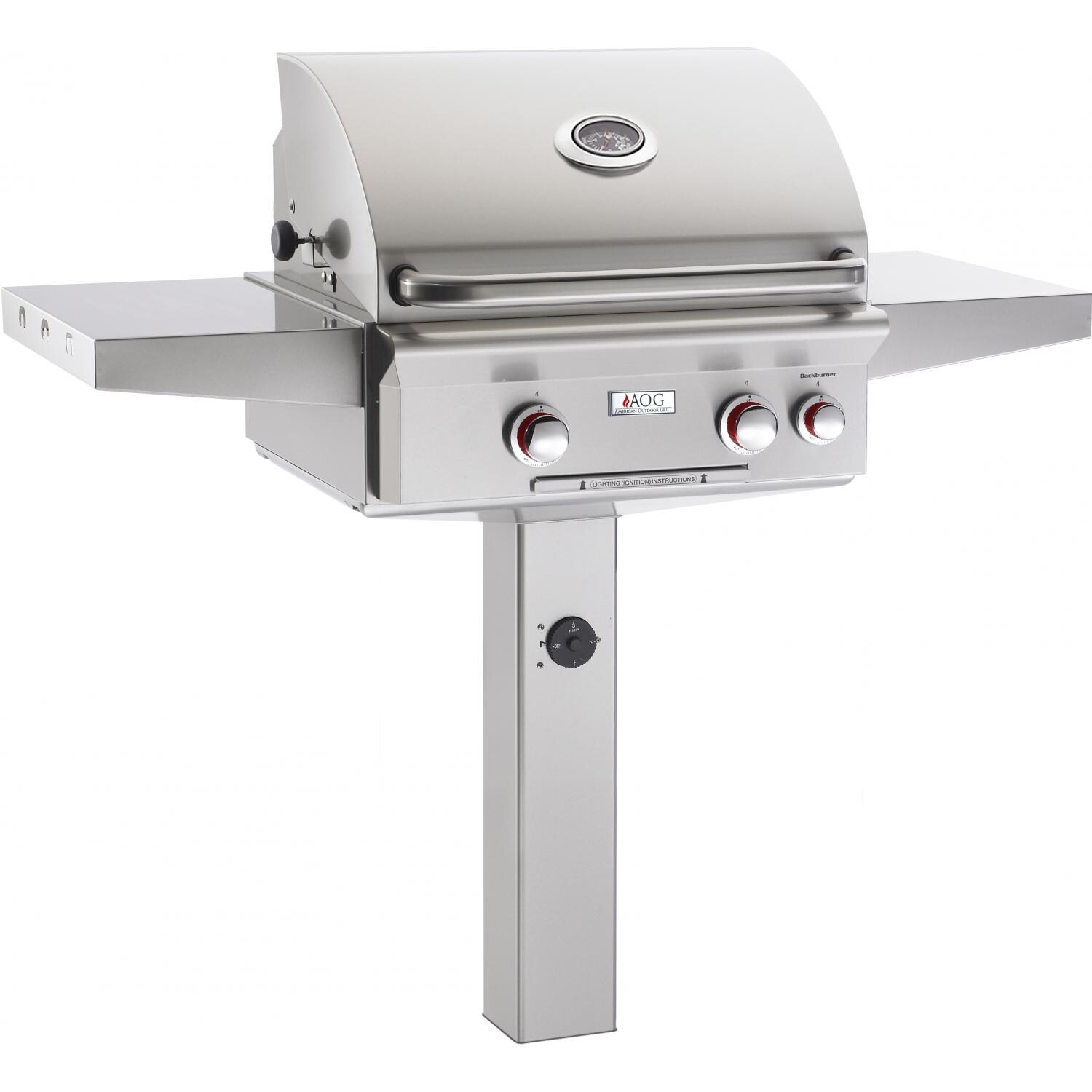 American Outdoor Grill T-Series 24-Inch 2-Burner Freestanding Propane Gas Grill On In-Ground Post With Rotisserie - 24PGT thumbnail
