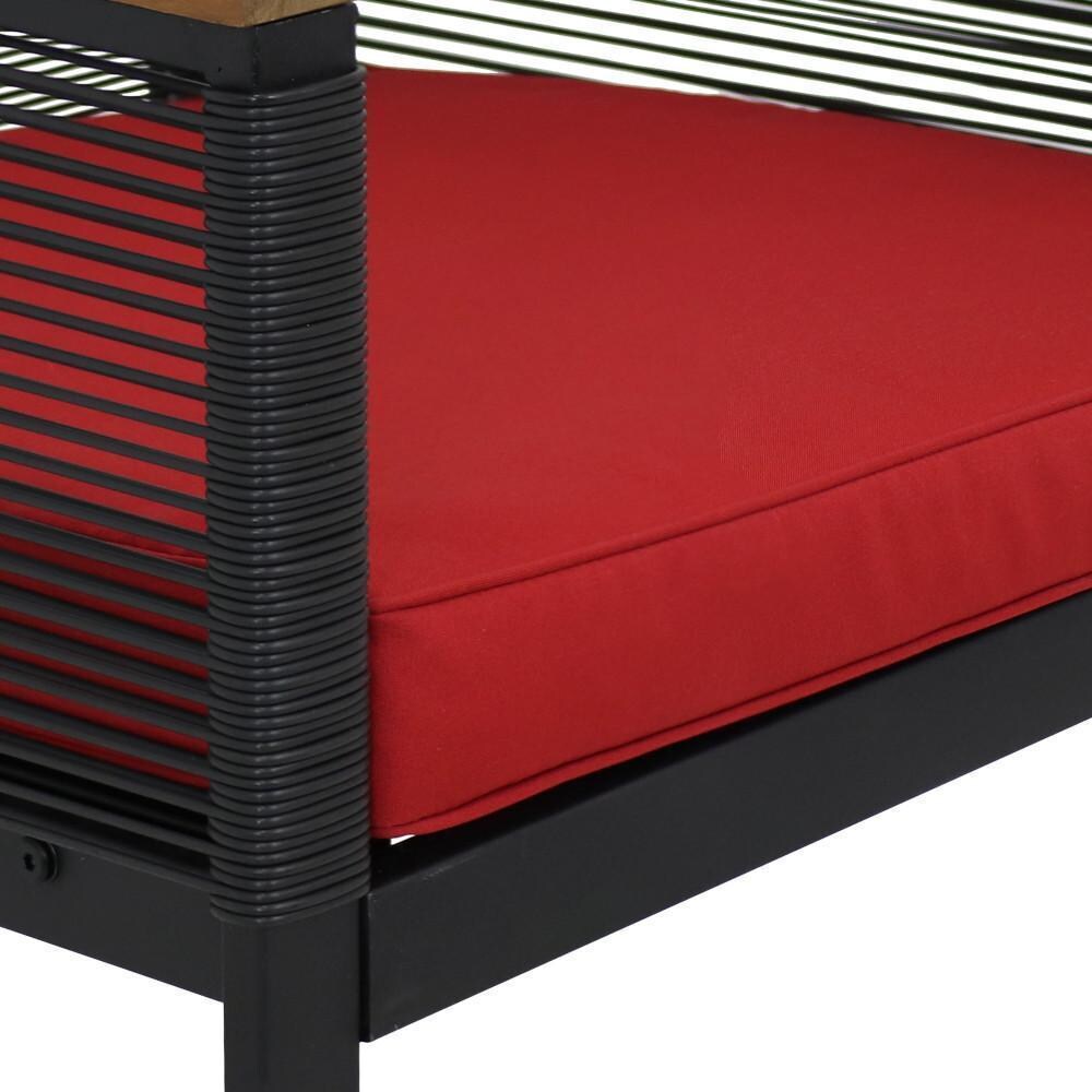 Ultimate Patio 4-Piece Black Resin Rattan W/ Red Cushions Outdoor Patio Furniture Set - Cushion - Detail thumbnail