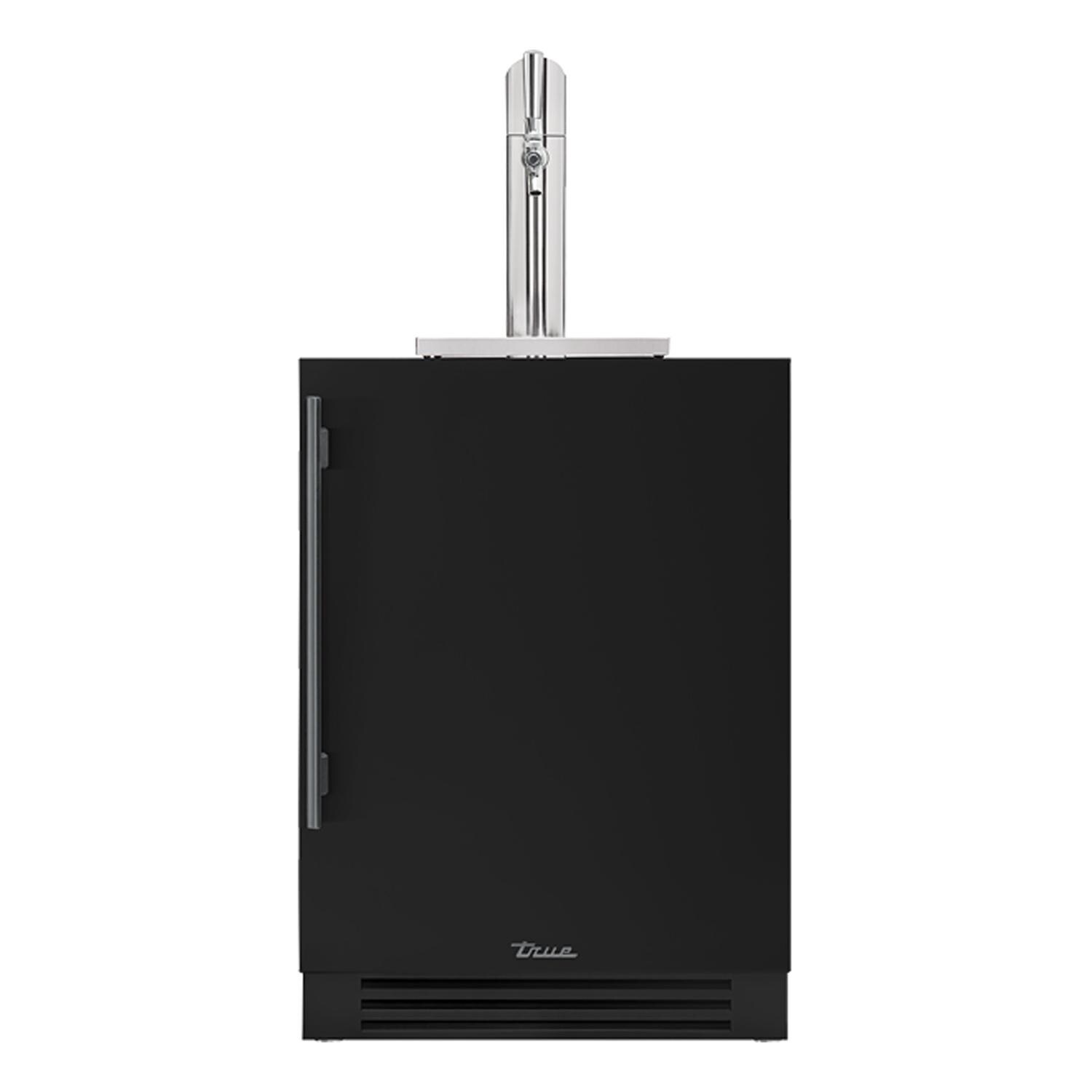 True TUR-24BD-R-OP-C~DSK-027-H05 24 Inch Right Hinge Outdoor Single Tap Beverage Dispenser - Matte Black w/ Pewter Handle - White Background thumbnail
