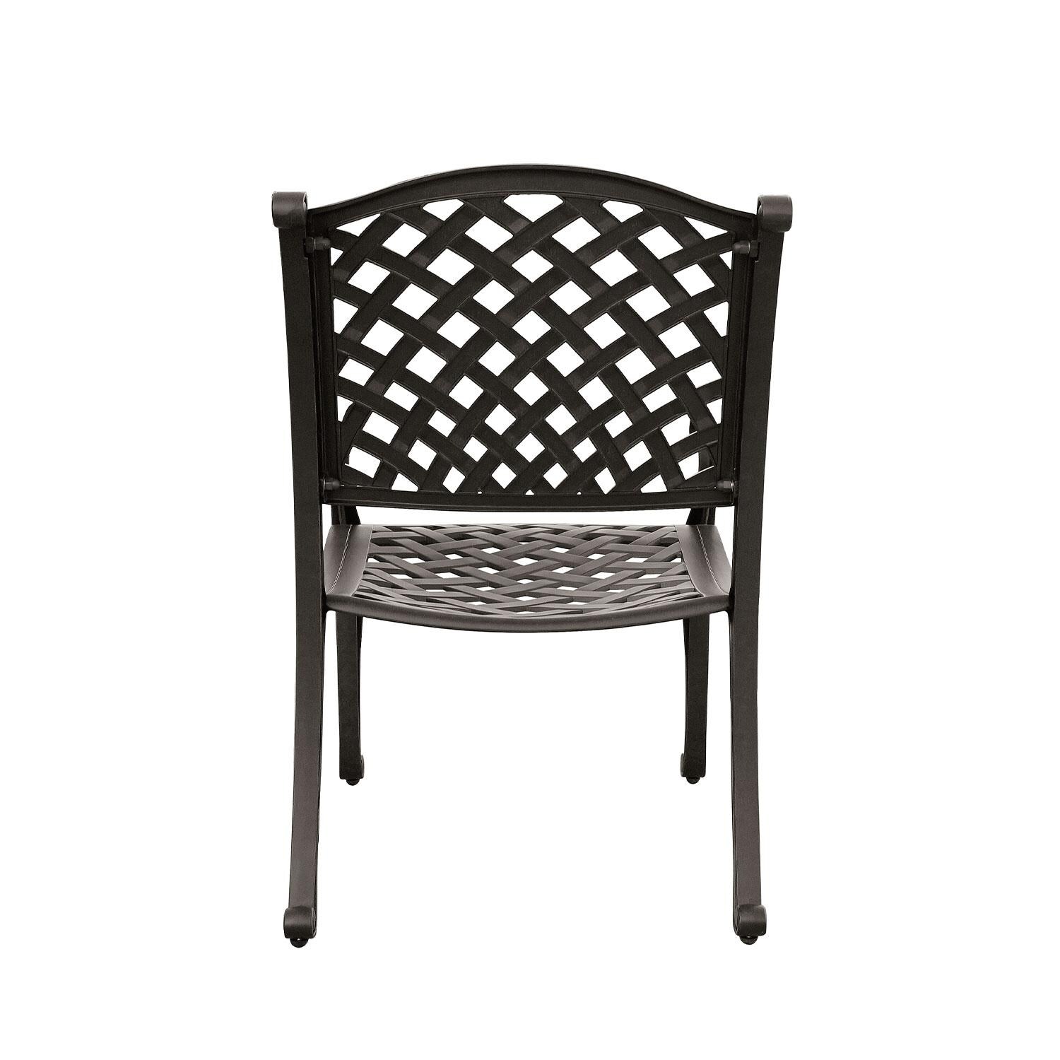 Nassau Cast Aluminum Dining Chair in Antique Bronze/Red by Darlee - Rear View - Shown W/ No Cushion - White Background thumbnail