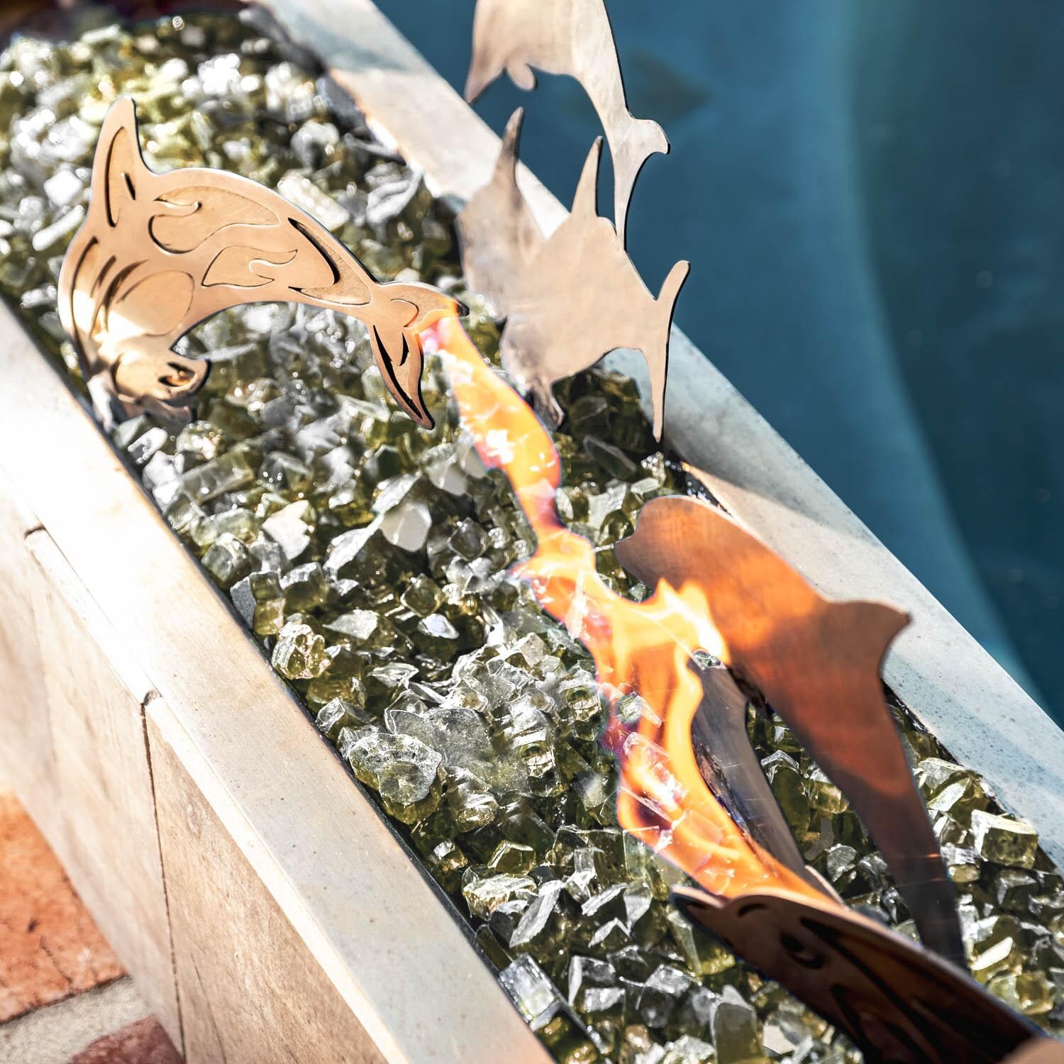 Alpine Flame 72-Inch Linear Drop-In Fire Pit Pan - Dolphin Seascape - Outdoor Burning Detail thumbnail