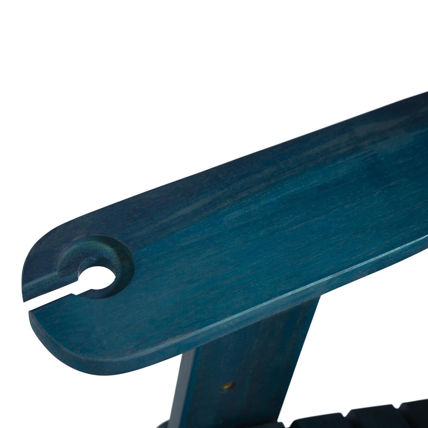Ultimate Patio Folding Acacia Patio Adirondack Chair W/ Wine Glass Holder - Navy Blue Wash - Armrest With Wine Glass Holder thumbnail