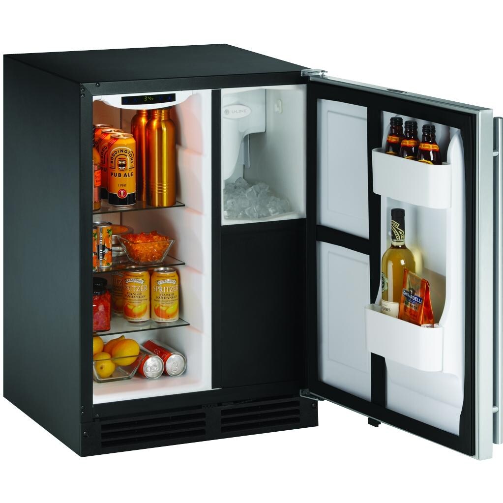 U-Line 2.5 Cu. Ft. Compact Refrigerator / Ice Maker With Pump - CLRCO2175B - Open View (Shown With Stainless Steel Door) thumbnail