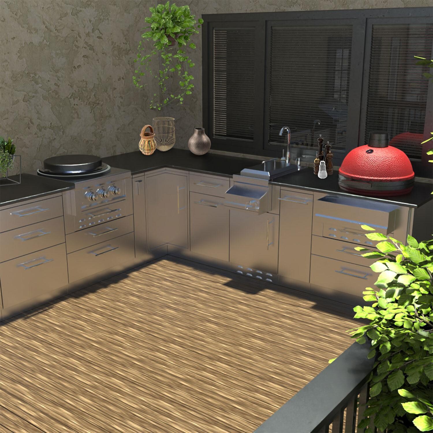 Sunstone SAC30KBDC 30-in Kamado Base Cabinet for UpTo 24 In. Dia. Kamado & for Sunstone Power Cirque - Installed - Lifestyle thumbnail