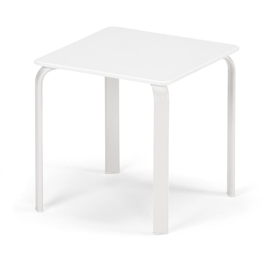 18 Inch Square Aluminum End Table in Textured Snow by Telescope Casual