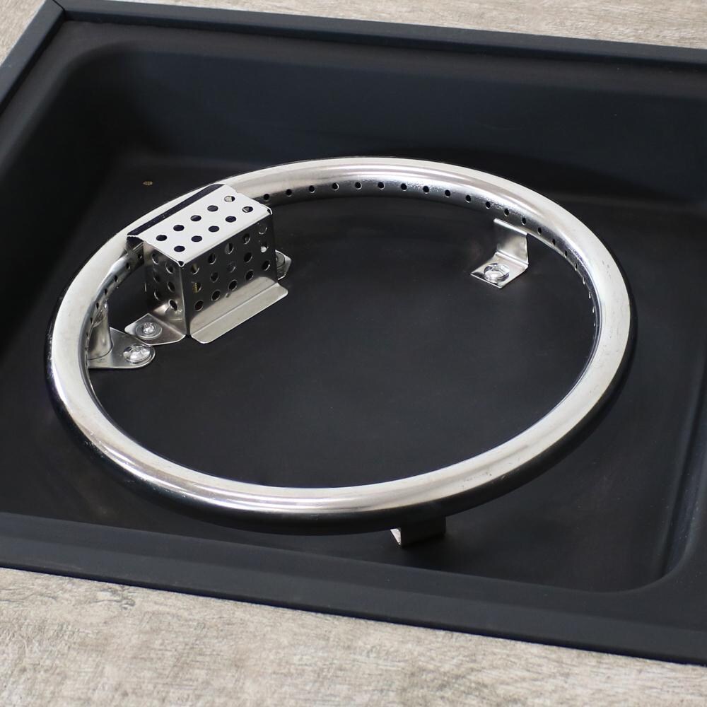 Ultimate Patio 28-Inch Square Propane Gas Fire Pit w/ Khaki Rafa Fabric - Burner thumbnail