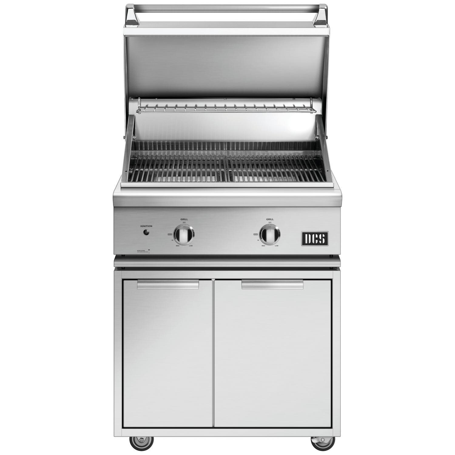 DCS BGC30-BQ-N Series 7 Traditional 30-Inch Natural Gas Grill On DCS CAD Cart - Hood Open thumbnail