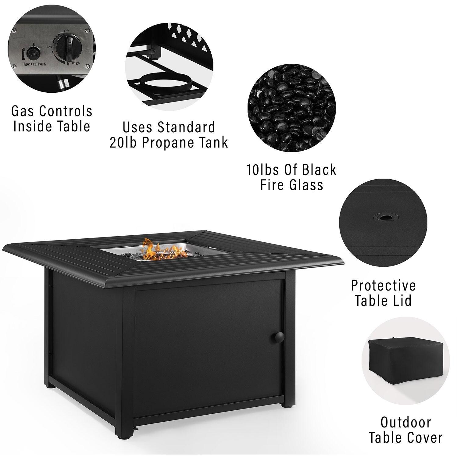 Ultimate Patio UP-82269BZ-MI 5Pc Outdoor Sofa Set W/ Fire Table in Mist - Fire Table Features - Diagram thumbnail