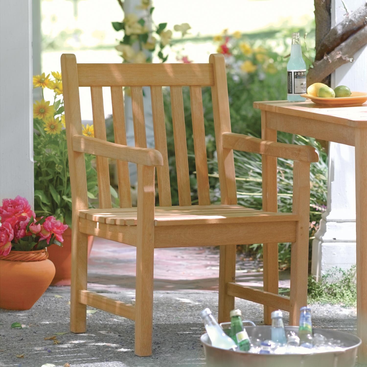 Classic Natural Shorea Patio Dining Arm Chair - Lifestyle thumbnail