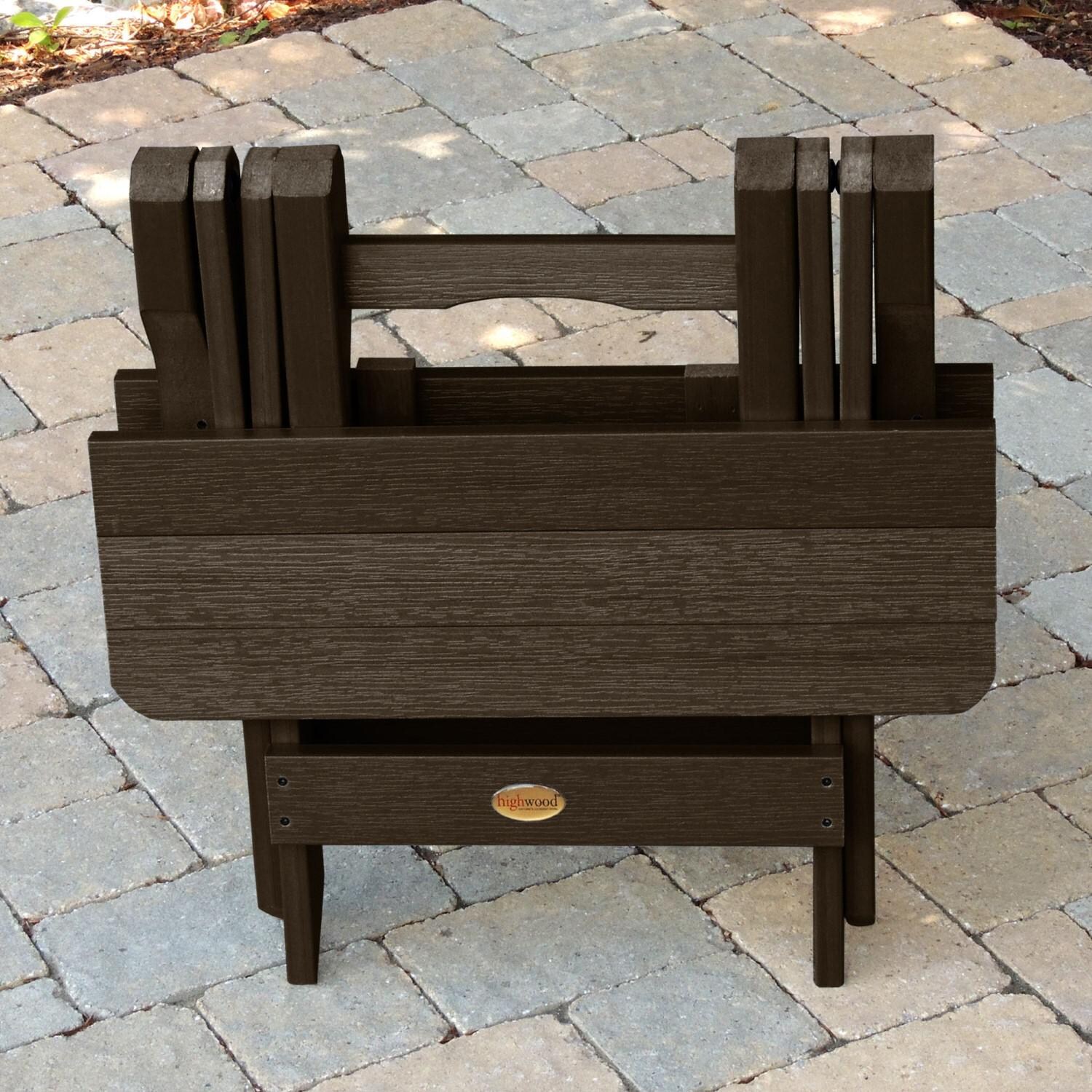 Lakeview Folding Adirondack Side Table - Weathered Acorn - Folded thumbnail