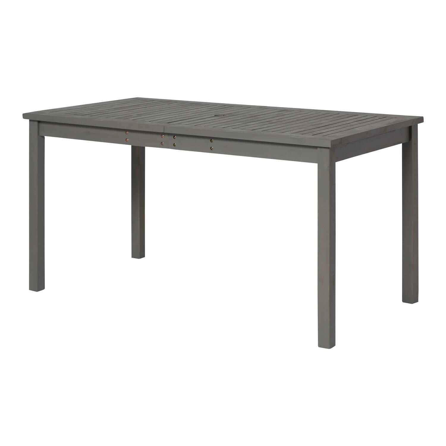 Ultimate Patio Camille Way 60 X 32 Inch Rectangular Acacia Patio Dining Table - Gray Wash - Right Side Angled View thumbnail
