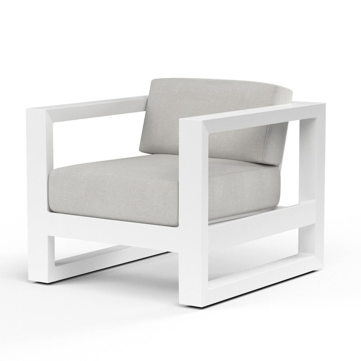 Newport Aluminum Patio Club Chair W/ Sunbrella Cast Silver Cushions by Sunset West - Display - White Background thumbnail