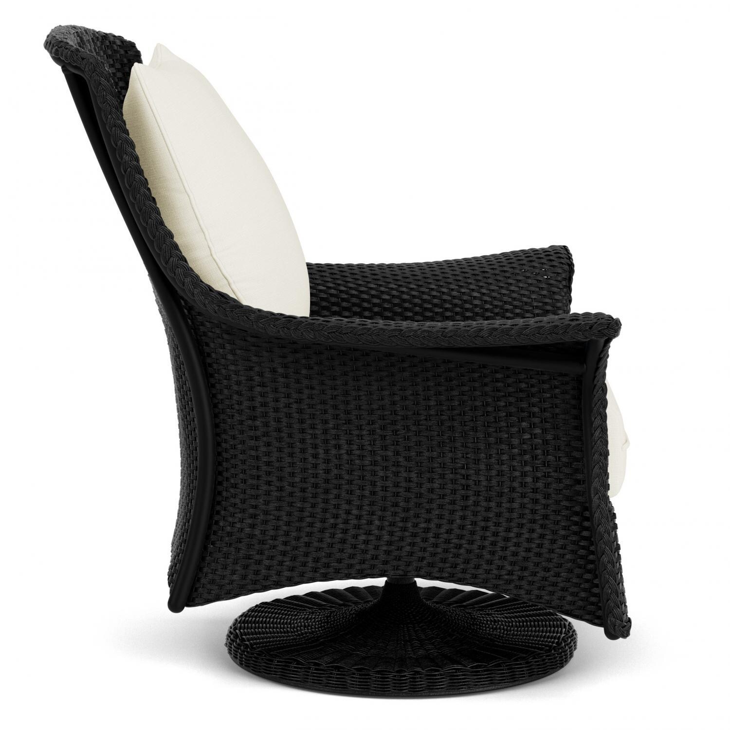 Lloyd Flanders Mandalay Swivel Rocker Lounge Chair in Ebony Finish with Sailcloth Salt fabric - Side thumbnail