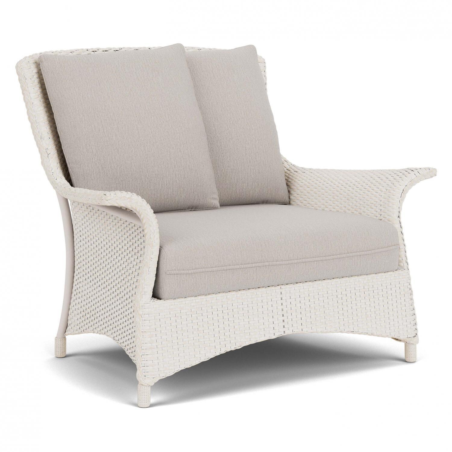 Lloyd Flanders Mandalay Chair and a Half in Antique White Finish with Remy Cloud Fabric - Angled thumbnail