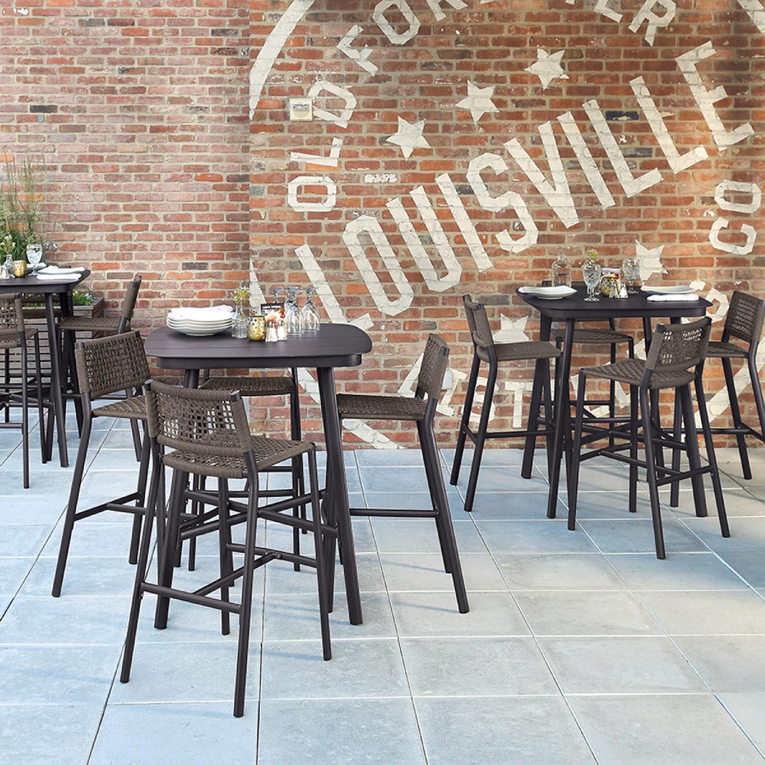 Oxford Garden Eiland 2 Pc Composite Cord & Aluminum Bar Stool in Mocha/Carbon - Patio thumbnail