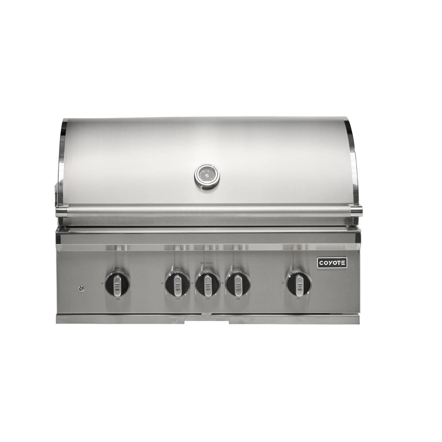 Coyote SL-Series 36-in 4-Burner Built-In Natural Gas Grill w/ Sear Burner, Rotisserie, & Safety Valve - C3SL36NG