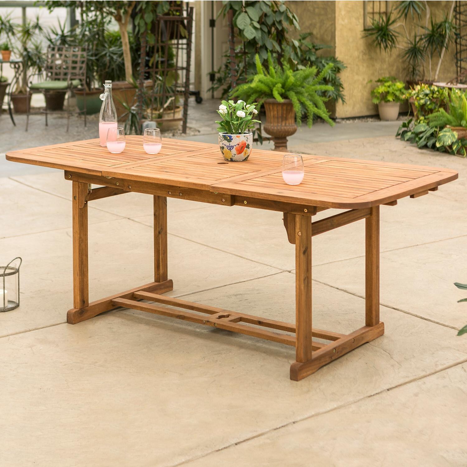 Ultimate Patio Horizon Way 55 X 35 Inch Rectangular Brown Acacia Patio Dining Table - Table W/ Extension thumbnail