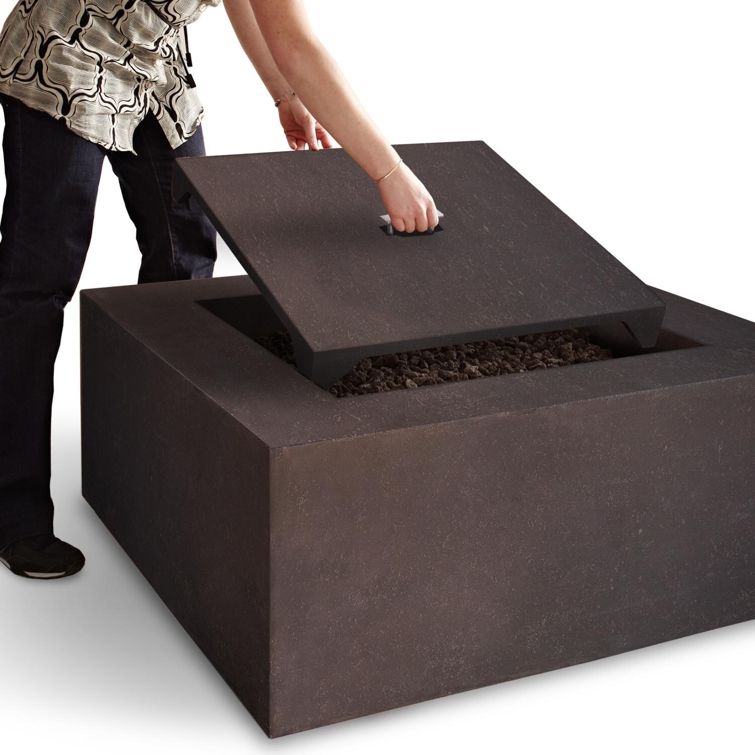 Real Flame Baltic 36-Inch Propane Fire Table - Shown With Lid Being Removed thumbnail