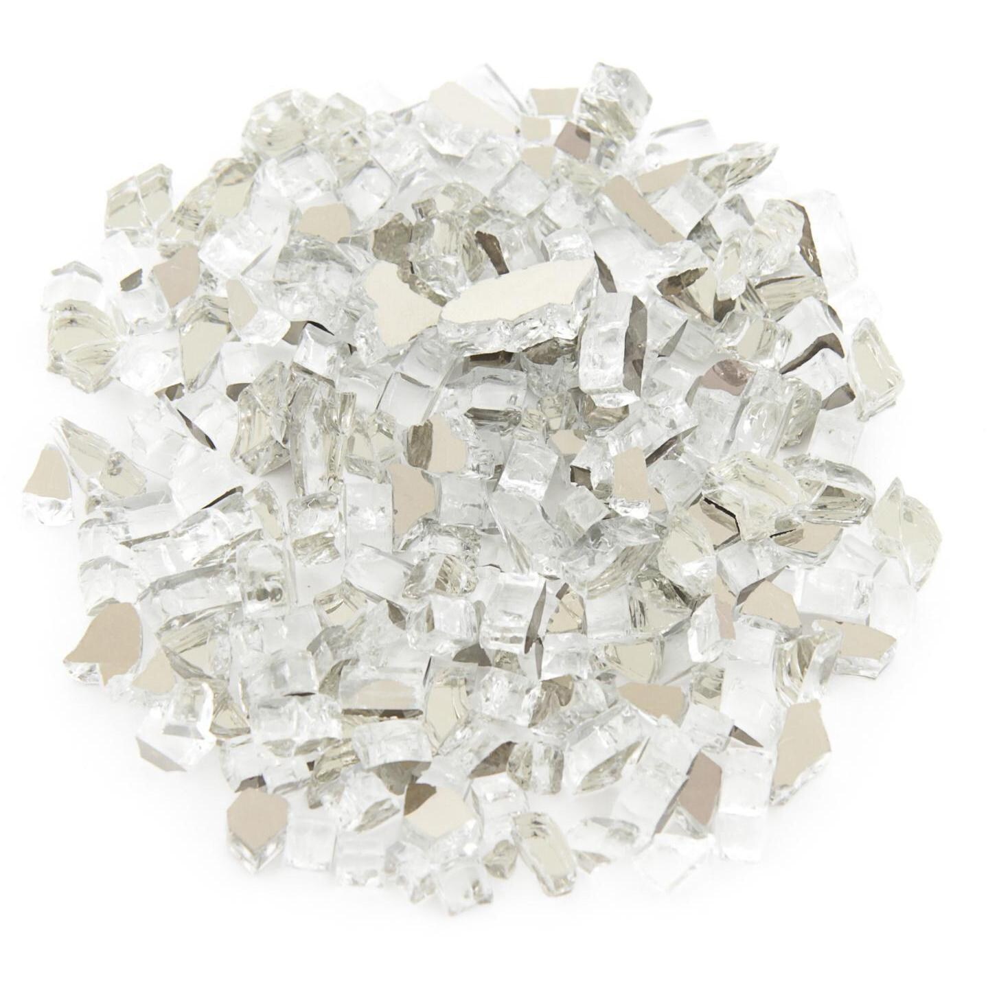 BBQGuys Signature Series 1/4-Inch Diamond Clear Reflective Fire Glass - 1 Pound