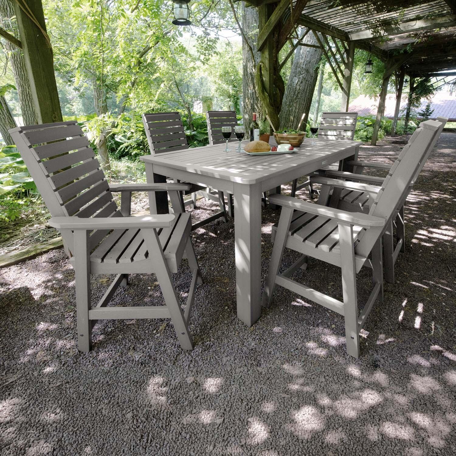 Elm Pointe 7 Pc Recycled Plastic Rectangular Counter Height Dining Set in Harbor Gray by Lakeview Outdoor Designs